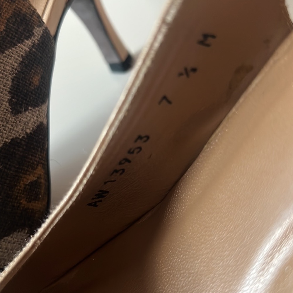 STUART WEITZMAN Leather Cheetah Fabric Sling-back Heels - Picture 6 of 8